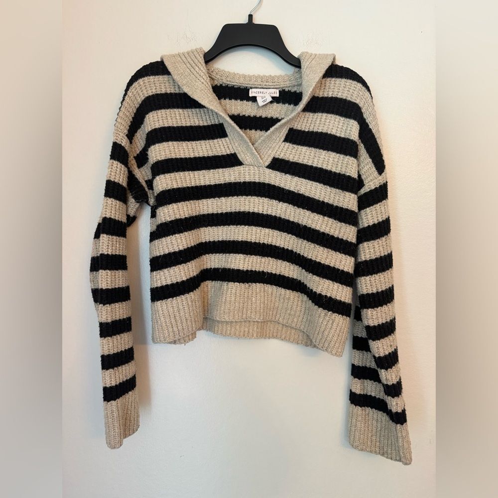 Sincerely Jules Striped Cropped Knit Sweater - Size Medium